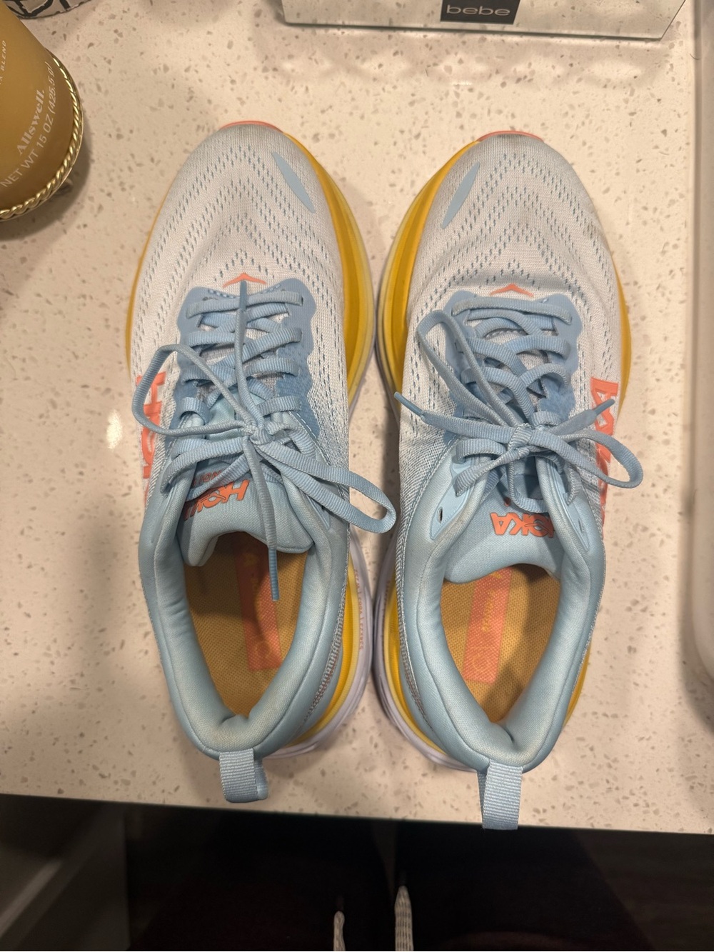 Hoka Women's Sky Blue, Yellow & Coral Running Shoes